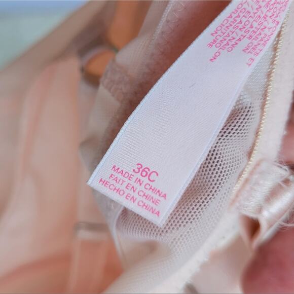 Victoria's Secret Very Sexy Garter Slip-on Bra Babydoll Hot Pink Ivory 36C - Picture 8 of 9